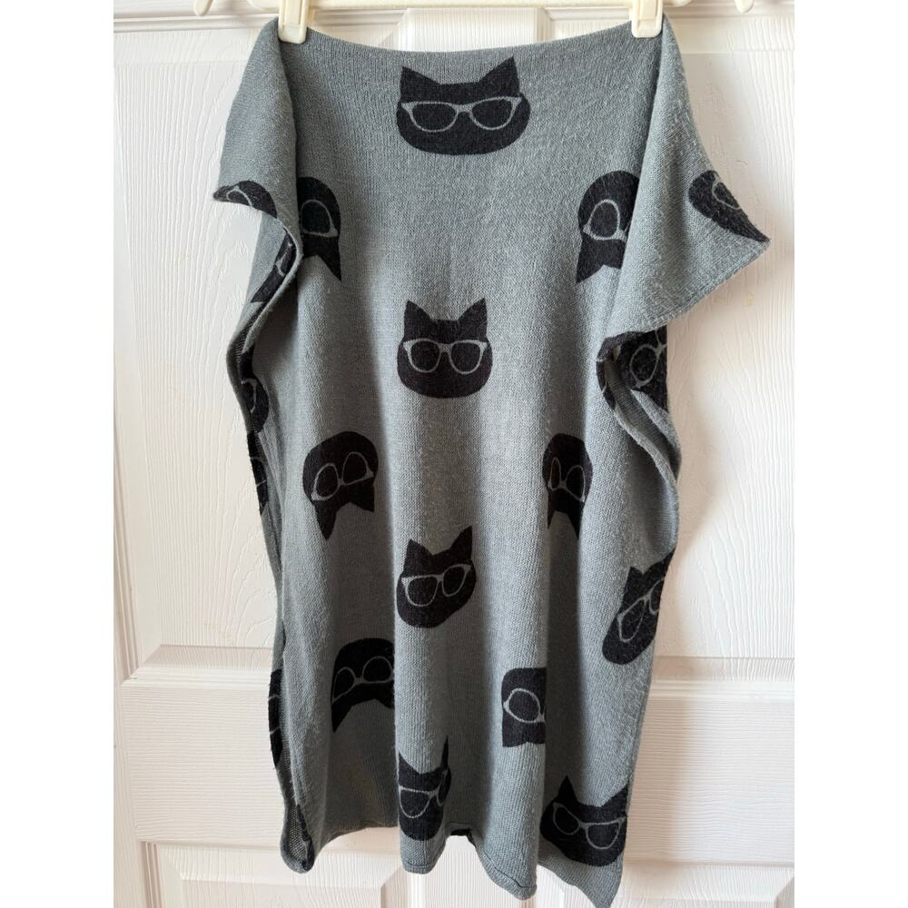 Joe Boxer Cat Glasses Infinity Scarf Gray Knit Novelty Loop Playful Indie Grunge